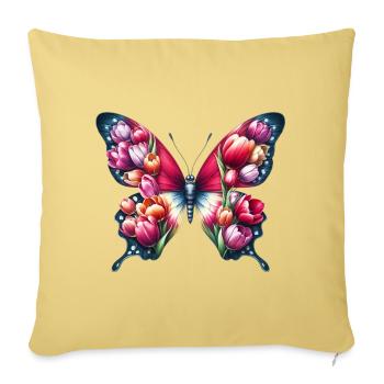 Tulipe papillon tulipes Hollande - Housse de coussin décorative 45 x 45 cm - jaune délavé - Devant