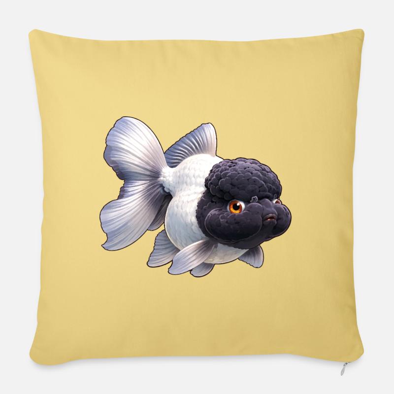 Black & White Oranda High Quality Goldfish - Sofakissenbezug 45 x 45 cm - Hellgelb