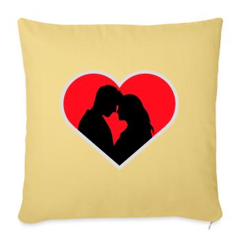 Couple Silhouette Amour Romance Petit ami de la Saint-Valentin - Housse de coussin décorative 45 x 45 cm - jaune délavé - Devant