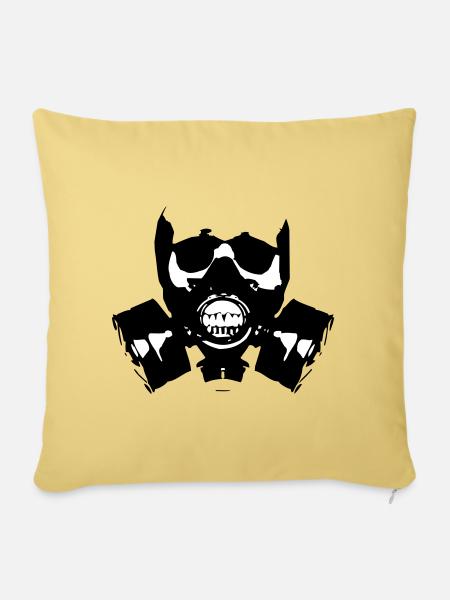 Gasmaske Skullsilhouette - Sofakissenbezug 45 x 45 cm - Hellgelb
