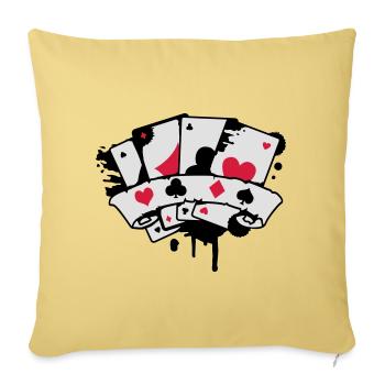 quatre cartes à jouer et une bannière - Housse de coussin décorative 45 x 45 cm - jaune délavé - Devant