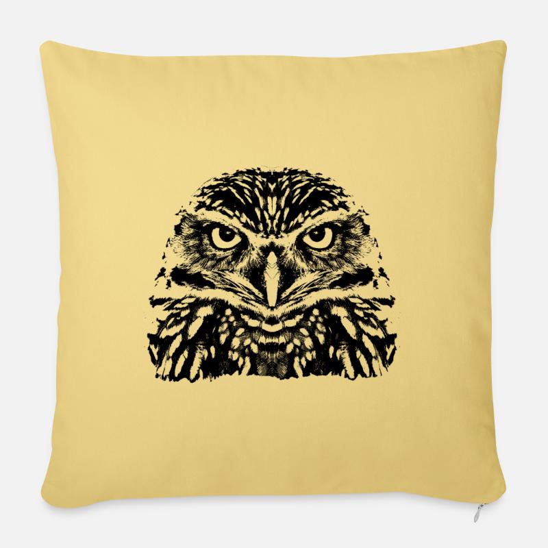 Die Eule / The Owl - Sofakissenbezug 45 x 45 cm - Hellgelb