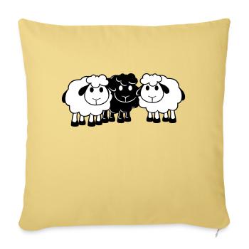 Schwarzes Schaf 3 Freunde Team Crew Schäfchen Süß - Sofakissenbezug 45 x 45 cm - Hellgelb - Vorne