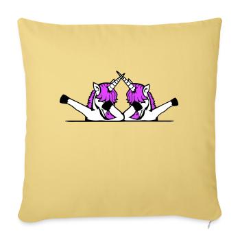 2 Licornes Dabbing Dab Danse Soirée Pose Geste Équipe - Housse de coussin décorative 45 x 45 cm - jaune délavé - Devant