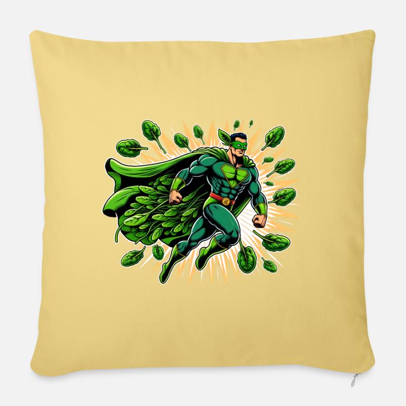 Spinatman: Blatt der Gerechtigkeit - Sofakissenbezug 45 x 45 cm - Hellgelb