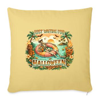 Waiting for Halloween Skeleton Hallloween Anticipation - Sofa pillowcase 17,3'' x 17,3'' (45 x 45 cm) - washed yellow - Front