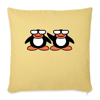 2 Pinguine Nerd Hornbrille Geek Schlau Team Crew - Sofakissenbezug 45 x 45 cm - Hellgelb - Vorne