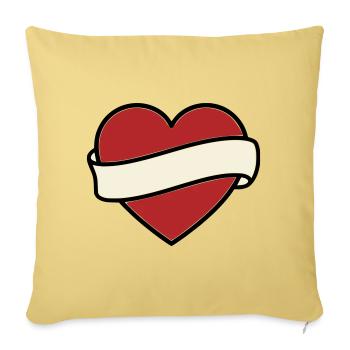 Tattoo Heart Banner Scroll Vector - Sofa pillowcase 17,3'' x 17,3'' (45 x 45 cm) - washed yellow - Front