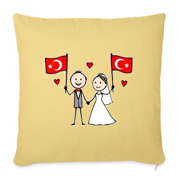 Couple de mariage Drapeau de la Dinde - Housse de coussin décorative 45 x 45 cm - jaune délavé - Devant