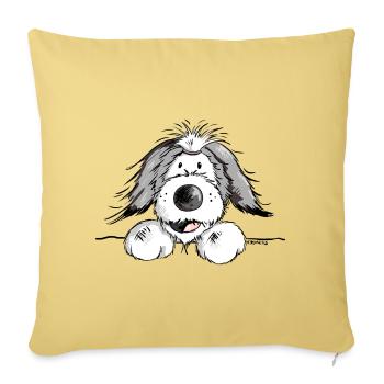 Happy Bearded Collie - Sofa pillowcase 17,3'' x 17,3'' (45 x 45 cm) - washed yellow - Front