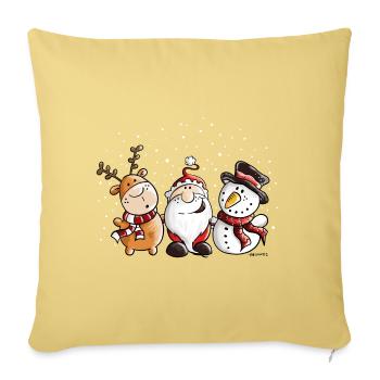 Cute Santa Claus, Reindeer and Snowman - Christmas - Sofa pillowcase 17,3'' x 17,3'' (45 x 45 cm) - washed yellow - Front