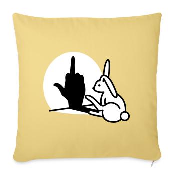 Lapins Ombre Main FUCK OFF Majeur lapin - Housse de coussin décorative 45 x 45 cm - jaune délavé - Devant