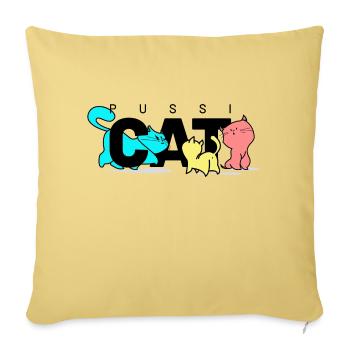 pussi chats noirs - Housse de coussin décorative 45 x 45 cm - jaune délavé - Devant