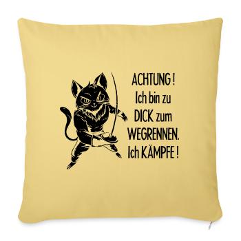 Dicke Katze, zu dick zum Wegrennen - Sofakissenbezug 45 x 45 cm - Hellgelb - Vorne