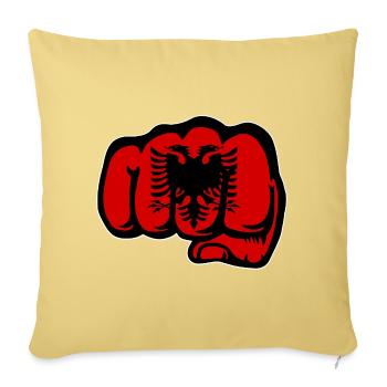 Drapeau de l’Albanie poing de main - Housse de coussin décorative 45 x 45 cm - jaune délavé - Devant