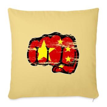 Chine drapeau main poing utilisé - Housse de coussin décorative 45 x 45 cm - jaune délavé - Devant