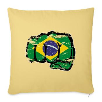Brazil Flag Hand Fist Used - Sofa pillowcase 17,3'' x 17,3'' (45 x 45 cm) - washed yellow - Front
