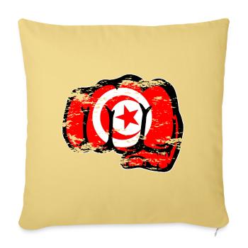 Drapeau de la Tunisie Main Poing Utilisé - Housse de coussin décorative 45 x 45 cm - jaune délavé - Devant