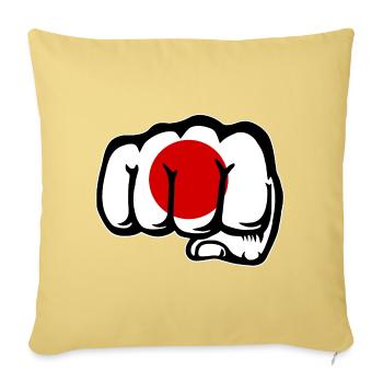 Drapeau du Japon main poing - Housse de coussin décorative 45 x 45 cm - jaune délavé - Devant