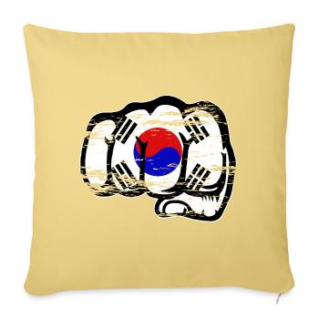 Drapeau de la Corée du Sud Main Poing Utilisé - Housse de coussin décorative 45 x 45 cm - jaune délavé - Devant