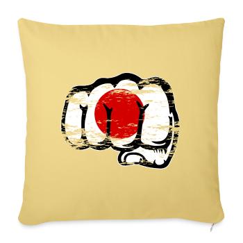 Poing à main de drapeau du Japon utilisé - Housse de coussin décorative 45 x 45 cm - jaune délavé - Devant