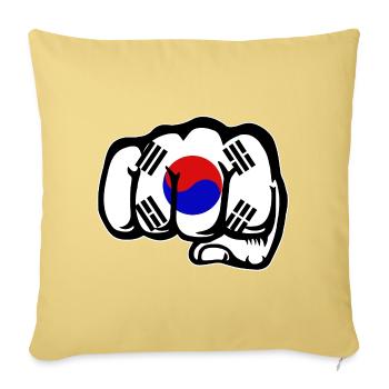 Drapeau de la Corée du Sud main poing - Housse de coussin décorative 45 x 45 cm - jaune délavé - Devant
