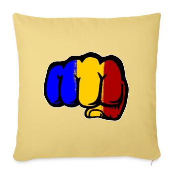 Romania Flag Hand Fist - Sofa pillowcase 17,3'' x 17,3'' (45 x 45 cm) - washed yellow - Front