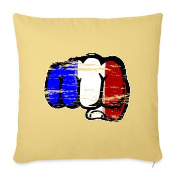 Drapeau de la France poing de main utilisé - Housse de coussin décorative 45 x 45 cm - jaune délavé - Devant