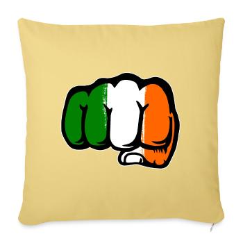 Poing de la main du drapeau de l’Irlande - Housse de coussin décorative 45 x 45 cm - jaune délavé - Devant