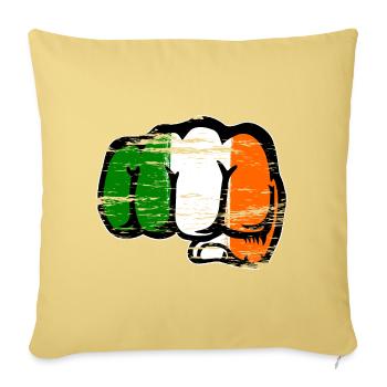 Poing de la main du drapeau irlandais utilisé - Housse de coussin décorative 45 x 45 cm - jaune délavé - Devant
