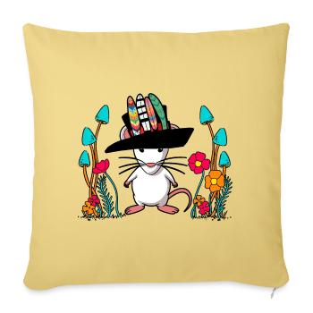 Autumn Mouse Hippie Vintage Retro Rodent Rat - Sofa pillowcase 17,3'' x 17,3'' (45 x 45 cm) - washed yellow - Front