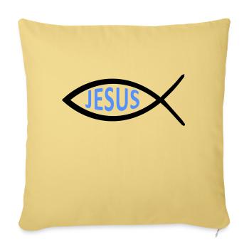 Jesus Fish Symbol - Sofa pillowcase 17,3'' x 17,3'' (45 x 45 cm) - washed yellow - Front