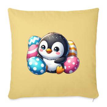 Mignon Pingouin Pâques Dessin animé Enfants - Housse de coussin décorative 45 x 45 cm - jaune délavé - Devant