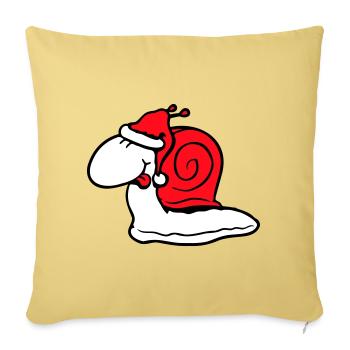 Escargot Père Noël Noël Chapeau Cadeau - Housse de coussin décorative 45 x 45 cm - jaune délavé - Devant