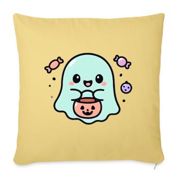 Ghost Foodie Smile Halloween - Sofa pillowcase 17,3'' x 17,3'' (45 x 45 cm) - washed yellow - Front