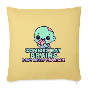 Kawaii Zombie Tastes Brain - Sofa pillowcase 17,3'' x 17,3'' (45 x 45 cm) - washed yellow - Front