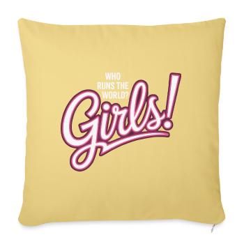 Les femmes : le pouvoir qui dirige le monde, les filles, les filles : la fille - Housse de coussin décorative 45 x 45 cm - jaune délavé - Devant