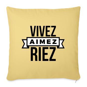 Vivez Aimez Riez  slogan positif - personnalisable - Housse de coussin décorative 45 x 45 cm - jaune délavé - Devant