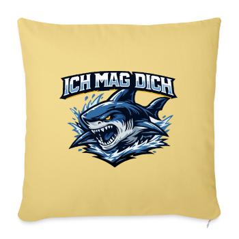 Böser Hai Motiv - Ich mag dich - Sofakissenbezug 45 x 45 cm - Hellgelb - Vorne