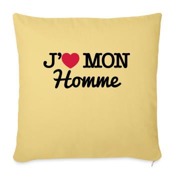 J'aime mon homme - Housse de coussin décorative 45 x 45 cm - jaune délavé - Devant