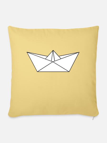 Faltschiff / Papierschiff - Sofakissenbezug 45 x 45 cm - Hellgelb