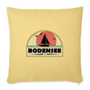 Bodensee mit Sonnenuntergang und Segelboot - Sofakissenbezug 45 x 45 cm - Hellgelb - Vorne