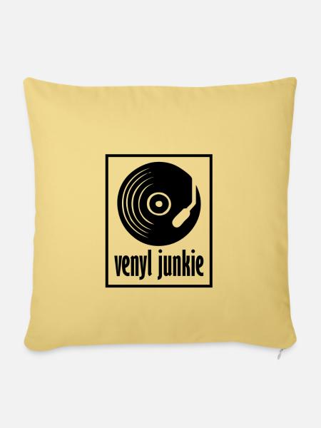 venyl junkie - Sofakissenbezug 45 x 45 cm - Hellgelb