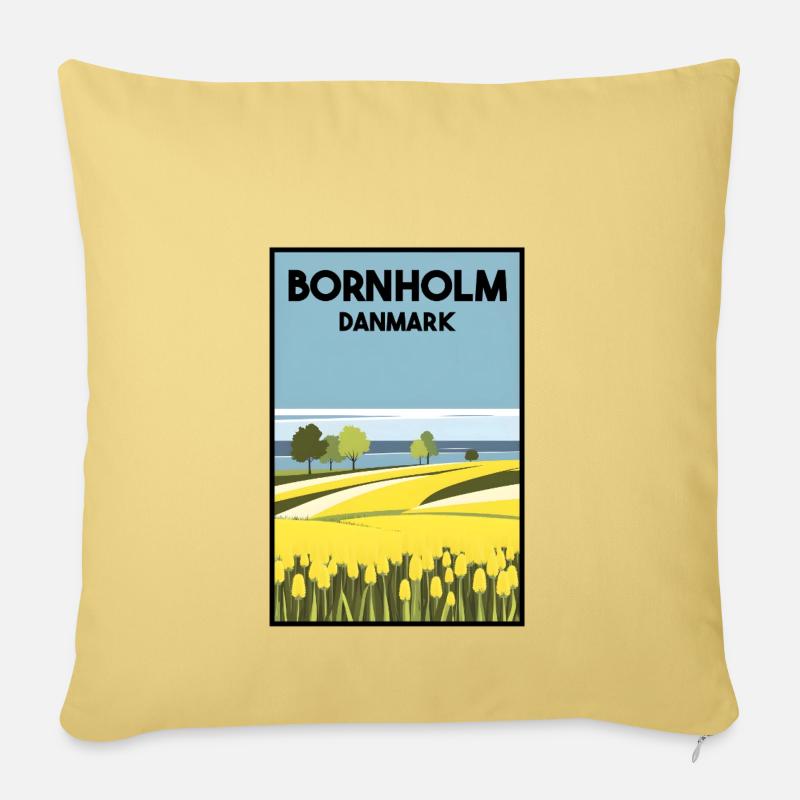 Bornholm Dänemark Landschaft Weizenfeld Meer - Sofakissenbezug 45 x 45 cm - Hellgelb