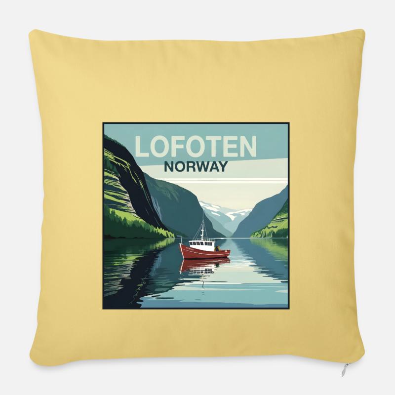 Hochseefischen Norwegen Lofoten - Sofakissenbezug 45 x 45 cm - Hellgelb