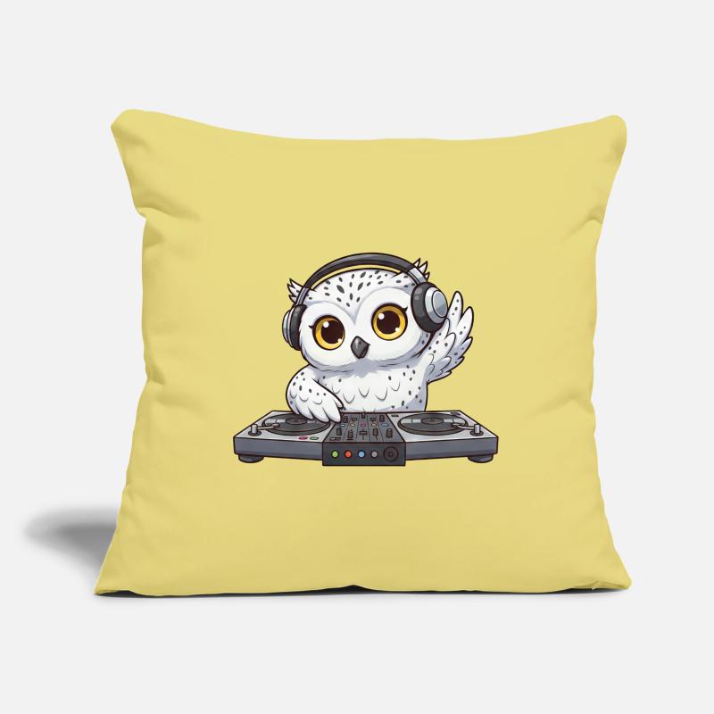 Owl DJ Dancing Techno Disco Electronic Music Sofa pillowcase 17,3'' x 17,3'' (45 x 45 cm)