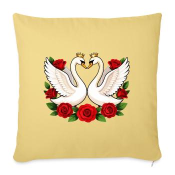 Royal Swan Union with Roses - Sofa pillowcase 17,3'' x 17,3'' (45 x 45 cm) - washed yellow - Front