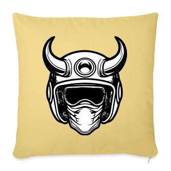 Retro motocross motorcycle helmet with two horns - Sofa pillowcase 17,3'' x 17,3'' (45 x 45 cm) - washed yellow - Front