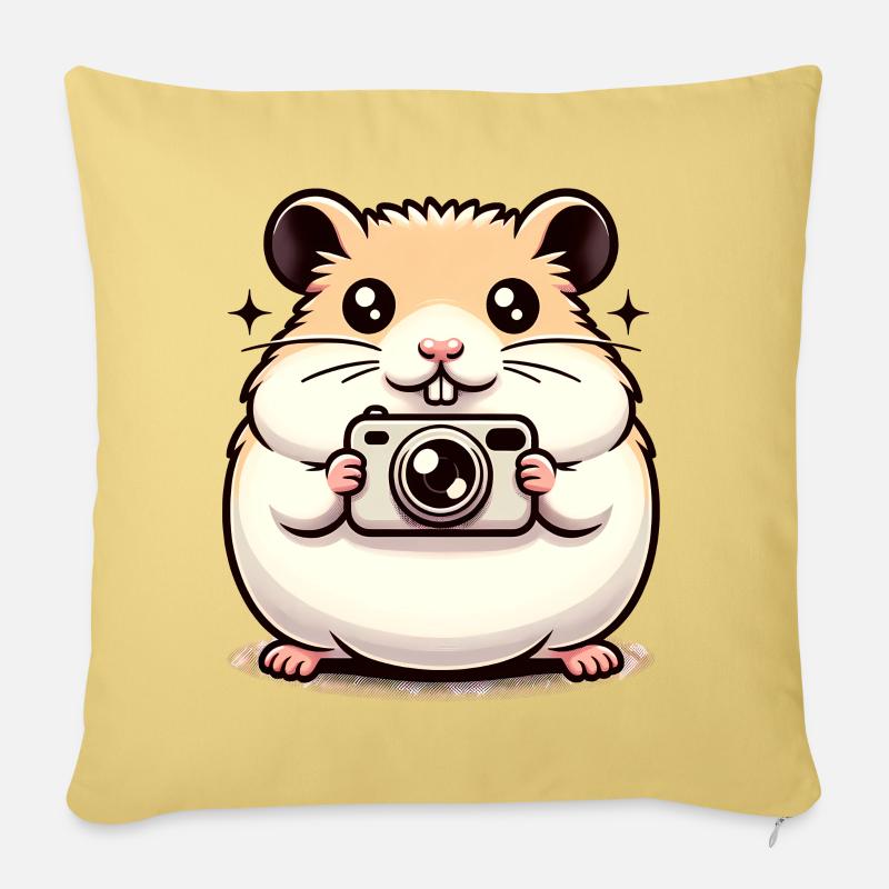 Camera Hamster - Sofa pillowcase 17,3'' x 17,3'' (45 x 45 cm) - washed yellow