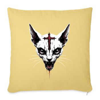Sphynx Cat Gothic Cross Sinister Occult Satanic - Sofa pillowcase 17,3'' x 17,3'' (45 x 45 cm) - washed yellow - Front